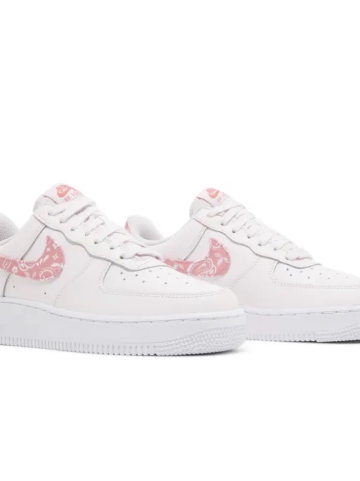 Nike Women’s White Sneakers With Pink Paisley Swoosh